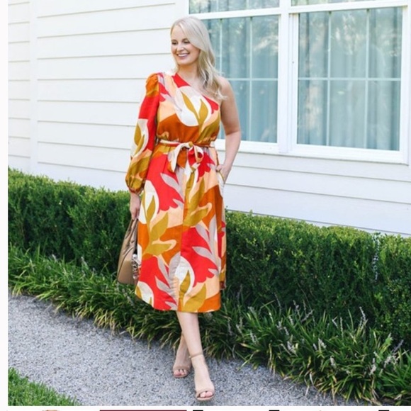 Rebecca Vallance Sangria One Sleeve Midi SunDress NWT - Picture 4 of 9